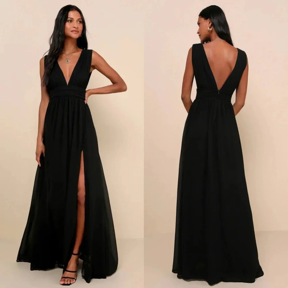 Lulus Heavenly Hues Black Maxi Dress S Wedding Party Guest Formal Prom Party - Picture 1 of 11